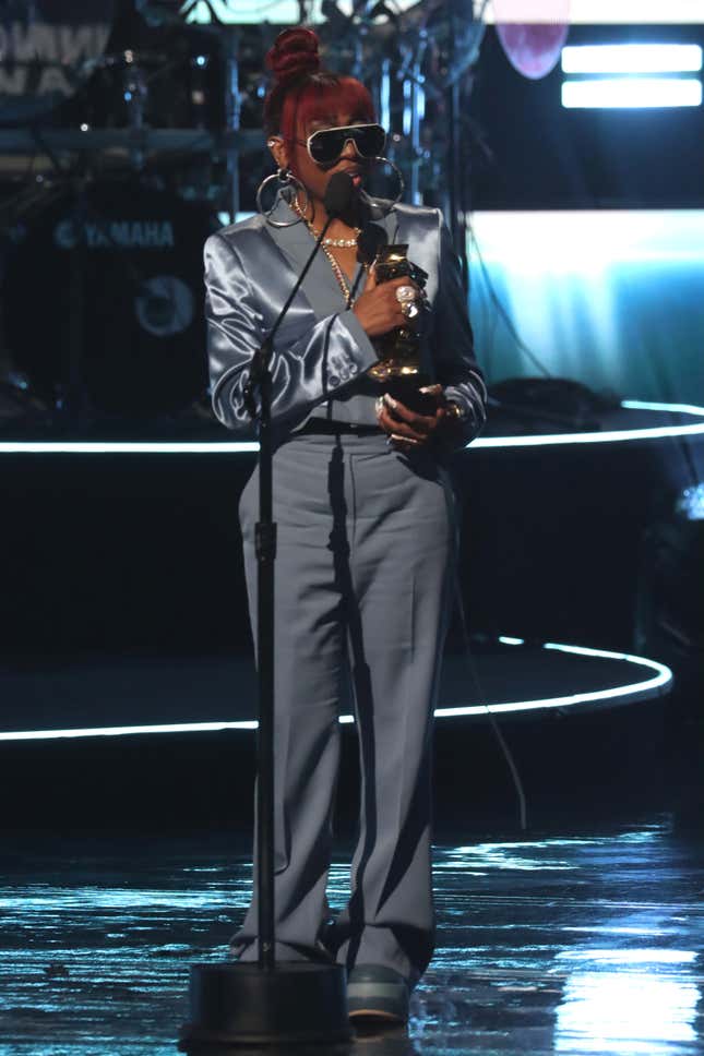 ATLANTA, GEORGIA - MAY 19: Missy Elliott speaks onstage at 2023 Black Music Honors at Cobb Energy Performing Arts Centre on May 19, 2023 in Atlanta, Georgia.