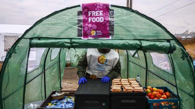 World Central Kitchen tent with free food in Ukraine