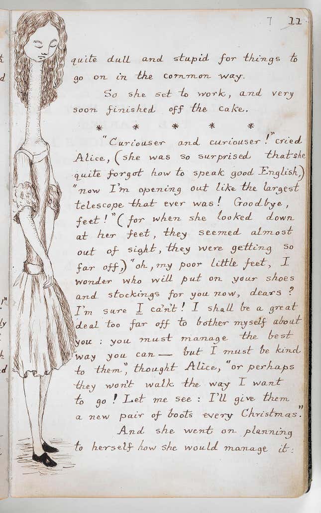 Image for article titled The delights of encountering the original manuscript for “Alice in Wonderland”