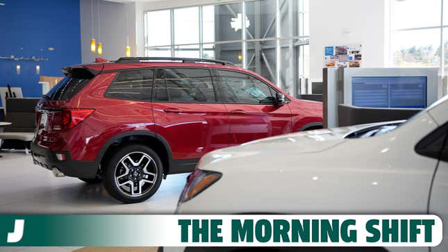 A photo of a Honda Passport inside a dealership showroom.