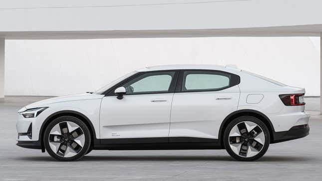 Una foto de un Polestar 2 EV blanco. 