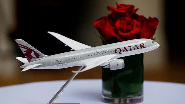 Une maquette d’avion Qatar Airways