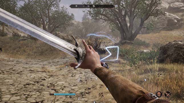 A lightning touch spell in Oblivion Remastered.