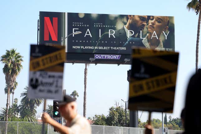 Actors picketing Hollywood studios in Los Angeles