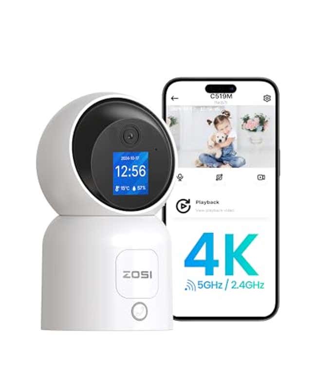 Image for article titled ZOSI 4K Pan/Tilt Smart Security Camera Indoor, Now 67% Off