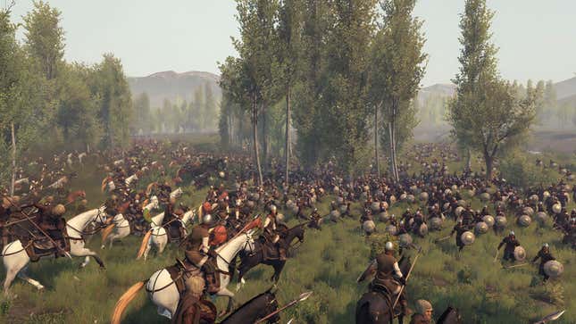  A large cavalry charge in Mount & Blade II: Bannerlord.