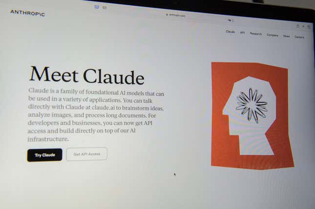 claude website displayed on a laptop screen