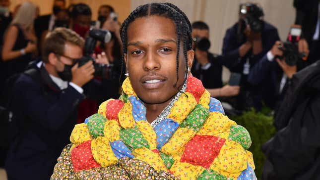 A$AP Rocky arrives for the 2021 Met Gala at the Metropolitan Museum of Art on September 13, 2021 in New York.