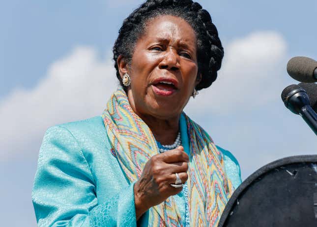 JULY 18: Rep. Sheila Jackson Lee (D-TX) speaks at a press conference calling for the expansion of the Supreme Court on July 18, 2022 in Washington, DC.