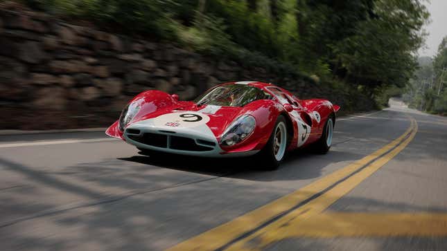 A red 1967 Ferrari 412P Berlinetta.