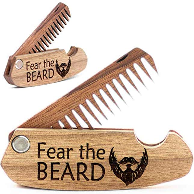 Image for article titled Beard Comb Gifts for Him Wooden Comb for Men Folding Pocket Comb for Moustache Beard Hair Walnut Combs Husband Anniversary Gift with the Engraving (Fear The Beard) (Model FTB), Now 17% Off