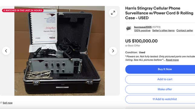 Image for article titled Ebay Seller Offers $100,000 Stingray Device So You Can Track Your Friends and Enemies