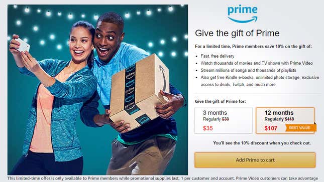 Save 10% On Prime Gifting | Amazon