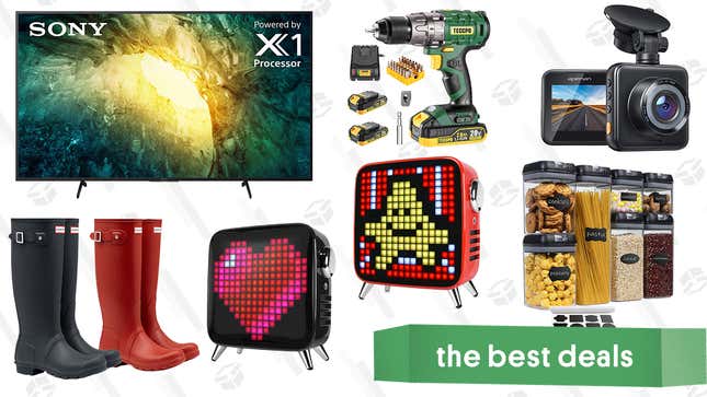 Image for article titled Saturday&#39;s Best Deals: Hunter Boots, Teccpo Tools, Apeman Dashcam, Sony 55&quot; 4K TV, Pixel Art Bluetooth Speakers, and More