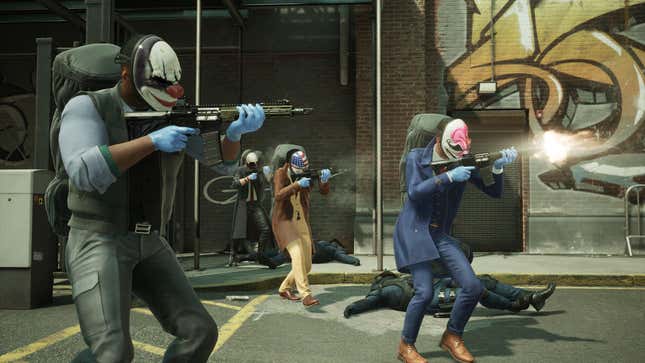 Una captura de pantalla de Payday 3 muestra a personas robando un banco.