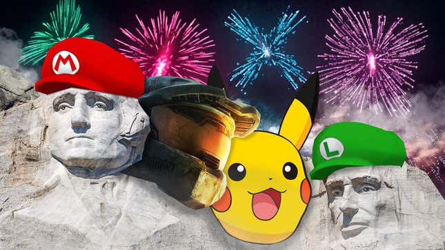 Gaming mascots adorn Mount Rushmore