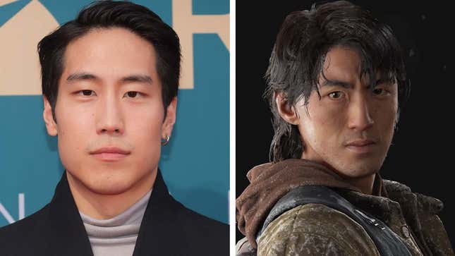 A picture of Young Mazino on the red carpet next to an image of Jesse in The Last of Us Part II. 