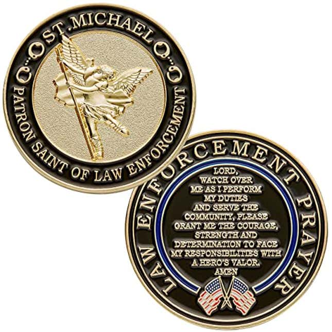 St. Michael Patron Saint of Law Enforcement Challenge Coin with Hero's ...