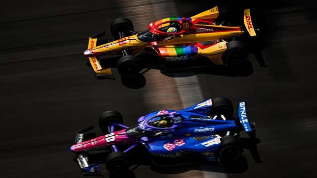 Romain Grosjean and Conor Daly during practice for the 2023 Indianapolis 500