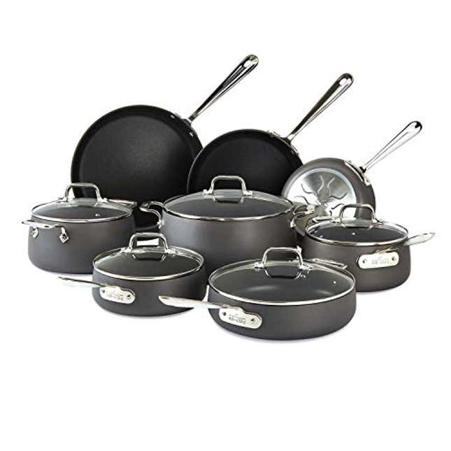 All-Clad HA1 Hard Anodized Nonstick Cookware Set 10 Piece Induction Oven  Broiler Safe 500F, Lid Safe 350F Pots and Pans Black