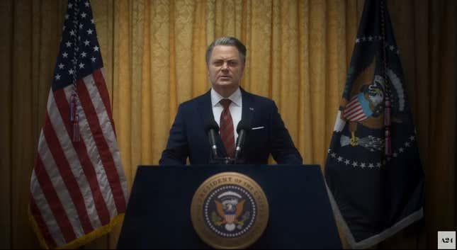 Nick Offerman as the President of the United States in Civil War