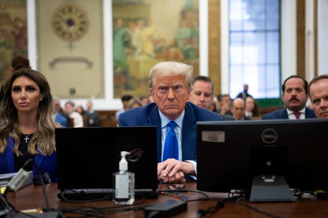 Former President Donald Trump attends his civil business fraud trial at the New York Supreme Court, Tuesday, Oct. 24, 2023, in New York. (Maansi Srivastava/The New York Times via AP, Pool)