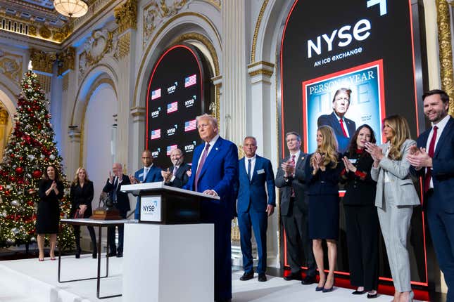 President-elect Donald Trump rings the New York Stock Exchange bell on Dec. 12.