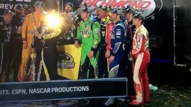 Watch NASCAR's Kyle Busch Tap Clint Bowyer In The Nuts