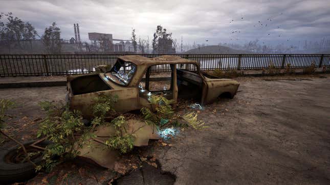 An electrical anomaly in Stalker 2: Heart of Chornobyl spawns inside an abandoned vehicle.