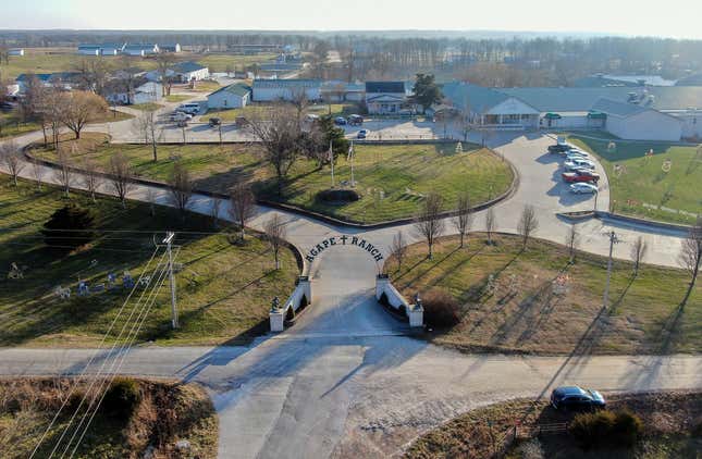 FILE - Agape Boarding School in Stockton, Mo., is pictured in December 2020. A mother is suing the shuttered Christian boarding school in Missouri, blaming her son&#39;s death on the gang rape and other abuse he endured there. The school has been subjected to a wave of litigation as a series of abuse allegations emerged, but the case filed this month and amended Monday, Oct. 23, 2023, in federal court is believed to be the first wrongful death suit. (Jill Toyoshiba/The Kansas City Star via AP, File)