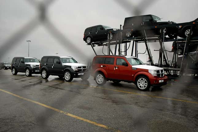 Unsold domestic and imported cars at the Port of Baltimore in 2009.