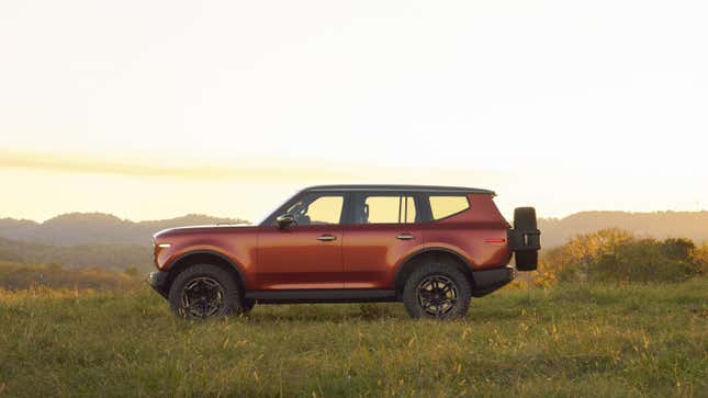 A photo of the side of a new Scout SUV. 