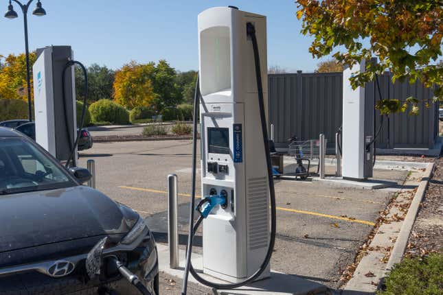 Electric vehicle charging station.