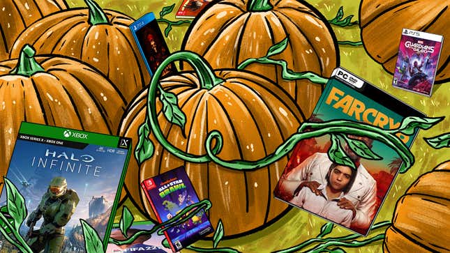 Illustration of pumpkins holding this fall's big releases