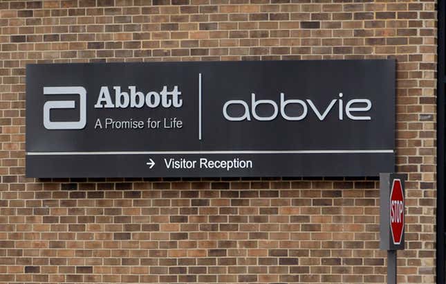 FILE - This Jan. 24, 2015, file photo, shows the exterior of AbbVie, in Lake Bluff, Ill. AbbVie is buying ImmunoGen in a deal valued at about $10.1 billion with the goal of speeding the pharmaceutical&#39;s entry into the market for ovarian cancer treatments. (AP Photo/Nam Y. Huh, File)