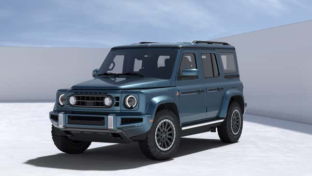 A render of the Ineos Fusilier electric SUV in blue. 