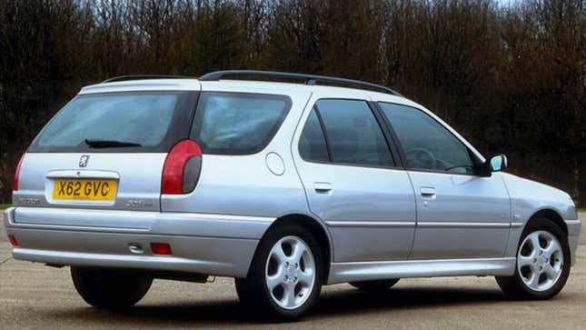 A silver Peugeot station wagon 