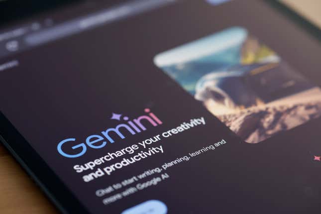 Gemini AI website is displayed on an iPad 