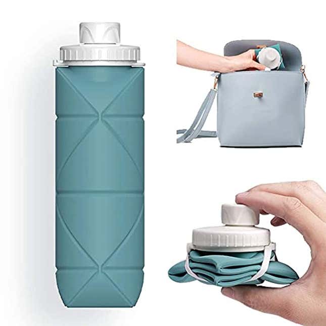 Image for article titled SPECIAL MADE Collapsible Water Bottles Leakproof Valve Reusable BPA Free Silicone Foldable Travel Water Bottle for Gym Camping Hiking Travel Sports Lightweight Durable 20oz Dark Green, Now 17% Off