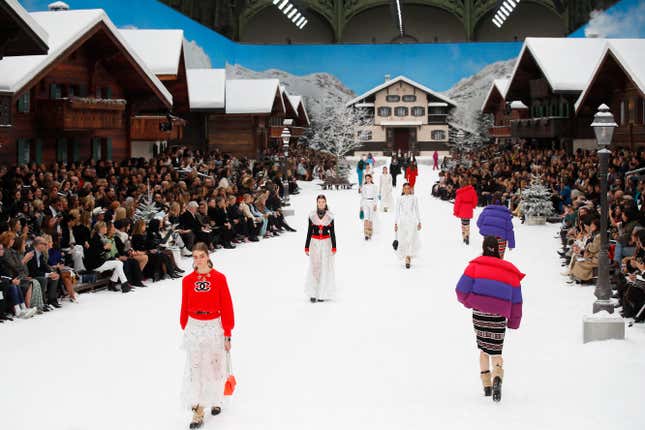 Models wear creations as part of the Chanel ready to wear Fall-Winter 2019-2020 collection, that was presented in Paris, Tuesday, March 5, 2019. (AP Photo/Francois Mori)