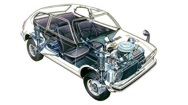 A technical diagram of a Honda Civic