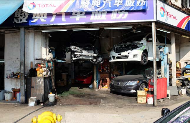 Even the bigger mechanics shops in Hong Kong can only store a few vehicles.