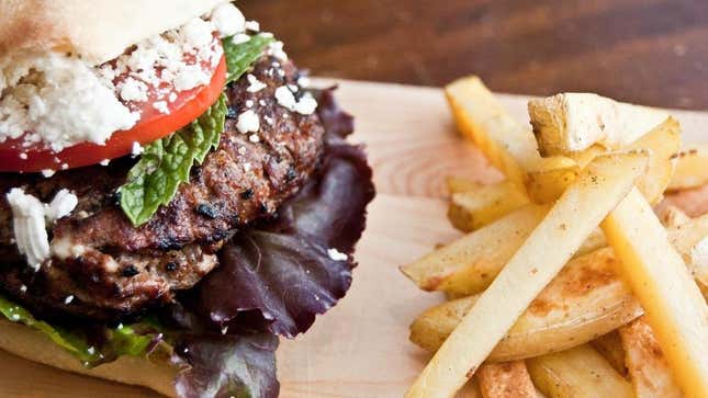 Greek burger with feta cheese