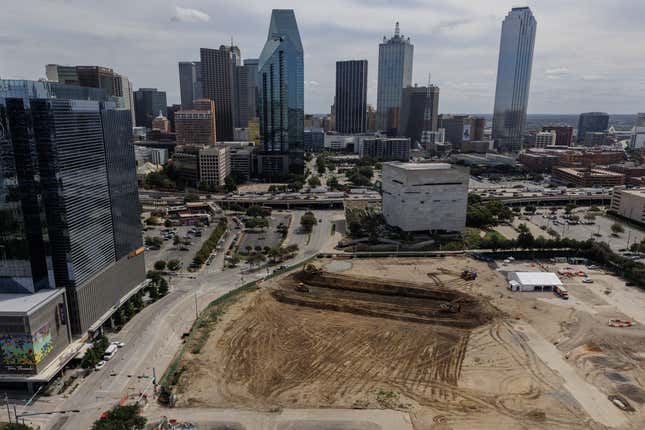 The site of the new Goldman Sachs office in Dallas, Texas, following the groundbreaking ceremony on Oct. 10, 2023.