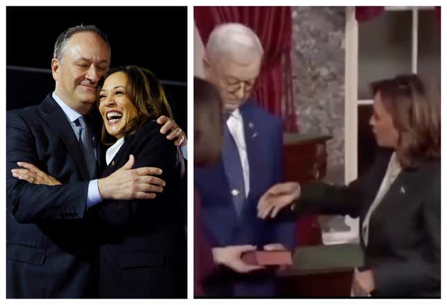 Image for article titled Kamala’s Husband Confronts The Man Who Refused to Shake Her Hand. And This Happened...