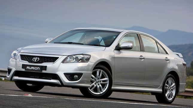 A photo of a silver Toyota Aurion sedan. 