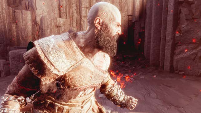 Kratos walks toward a bright light.