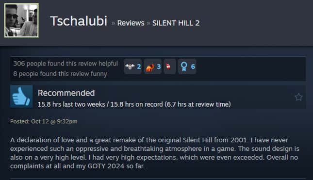 Image for article titled Silent Hill 2 Remake, As Told By Steam Reviews