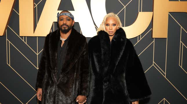 LaKeith Stanfield and Kasmere Trice attend the MACRO Pre-Oscar Party on March 09, 2023 in Los Angeles, California.