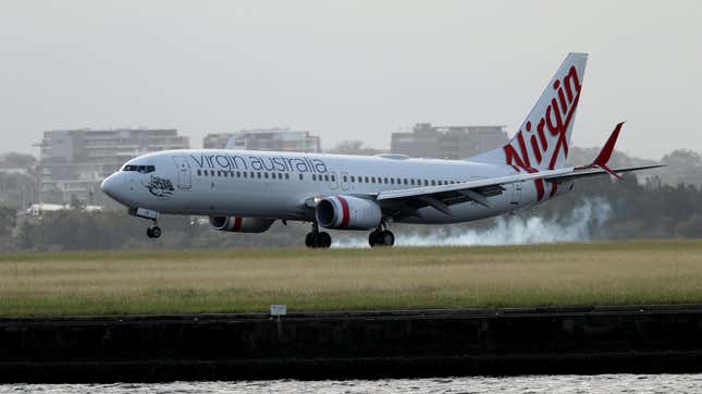 A Boeing Co. 737 aircraft operated by Virgin Australia Holdings Pty Ltd. lands at Sydney Airport in Sydney, Australia, on Wednesday, Feb. 8, 2023.